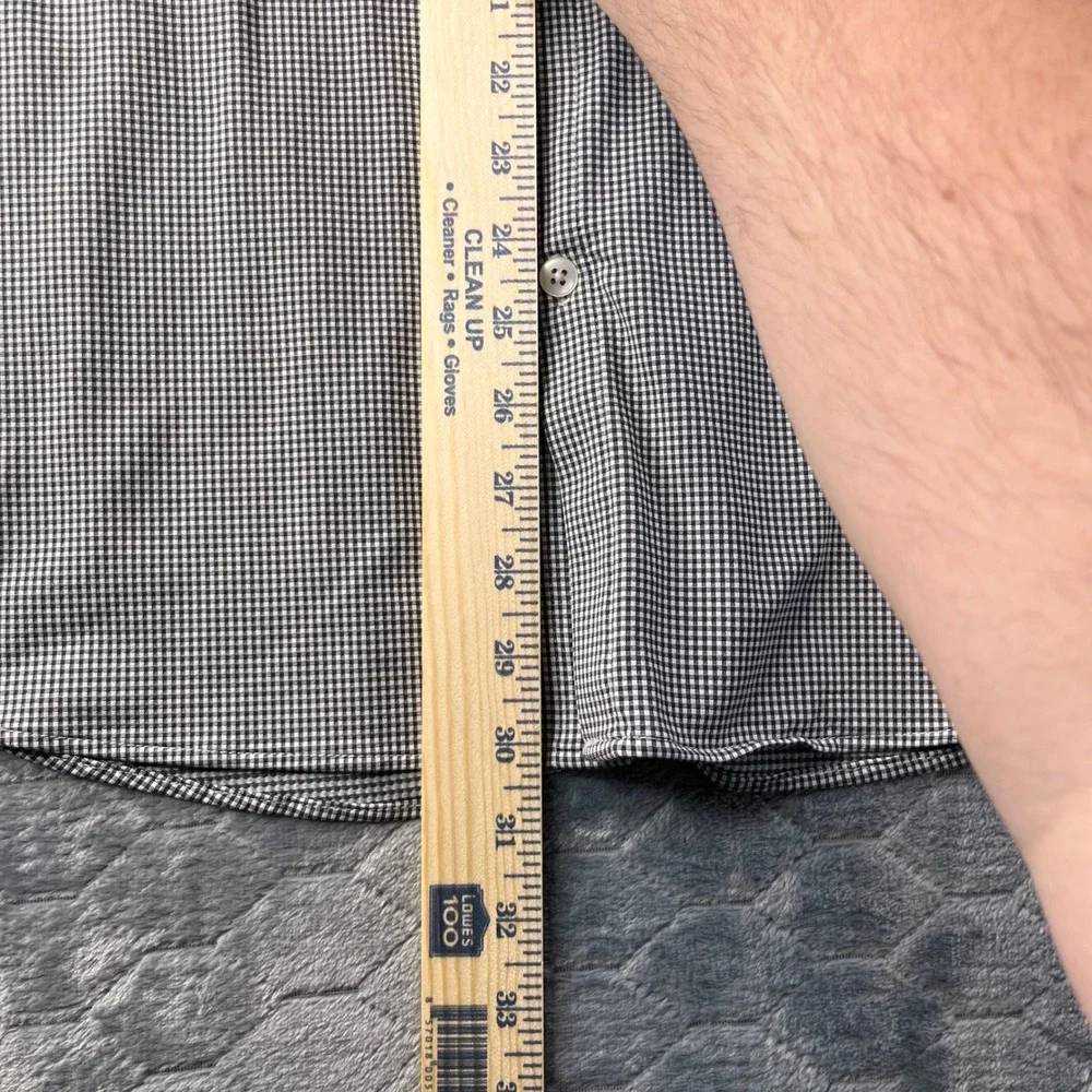 Mizzen+Main Spinnaker Performance Shirt Mens XL Standard Fit Gingham Black White - Picture 6 of 8